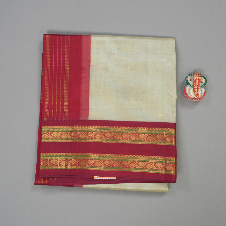 Hayagrivas Handloom Pure Silk Cotton Saree in rich Half White with Red KBE446E9-5