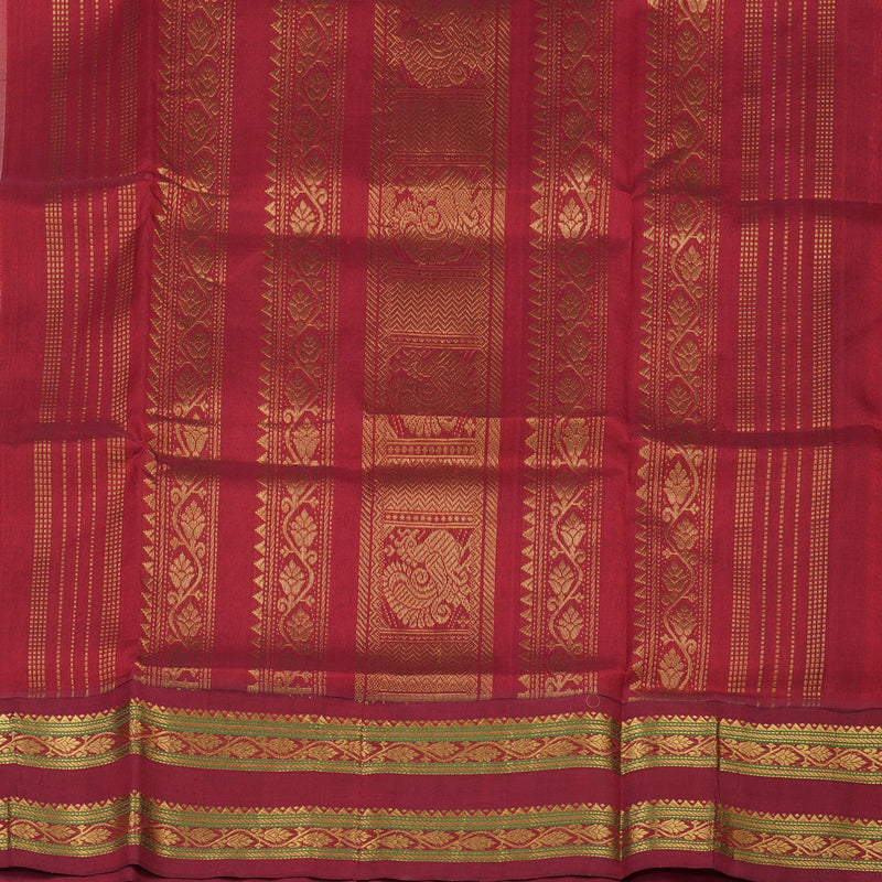Hayagrivas Handloom Pure Silk Cotton Saree in rich Half White with Red KBE446E9-5