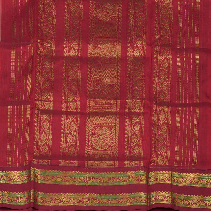 Hayagrivas Handloom Pure Silk Cotton Saree in rich Half White with Red KBE446E9-5