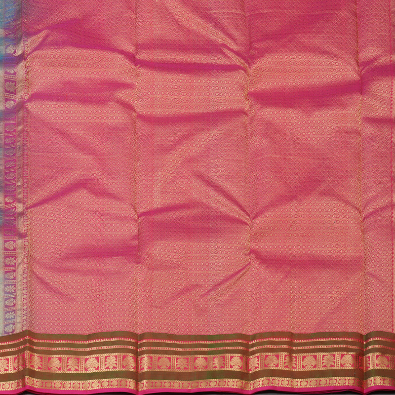 Hayagrivas Handloom Pure Kanjivaram Silk Saree in Gleaming Dual Tone (Sky Blue With Pink) KBE447E4-9