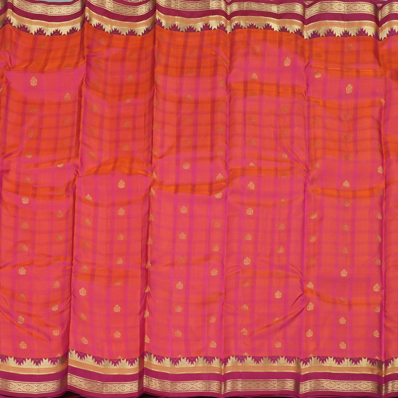 Hayagrivas Handloom Pure Kanjivaram Silk Saree in Exquisite Orangish Pink KBE447E5-6