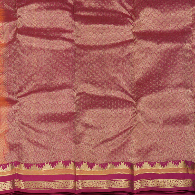 Hayagrivas Handloom Pure Kanjivaram Silk Saree in Exquisite Orangish Pink KBE447E5-6