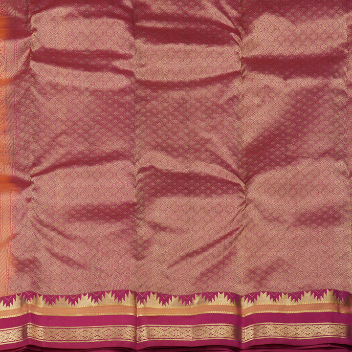 Hayagrivas Handloom Pure Kanjivaram Silk Saree in Exquisite Orangish Pink KBE447E5-6