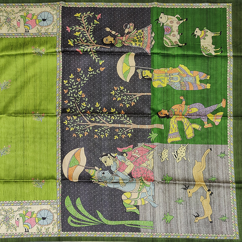 Hayagrivas Parrot Green Fancy Cotton Saree KBE448E1-6