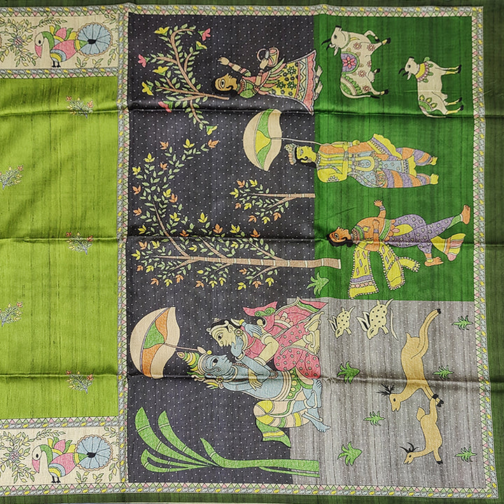 Hayagrivas Parrot Green Fancy Cotton Saree KBE448E1-6