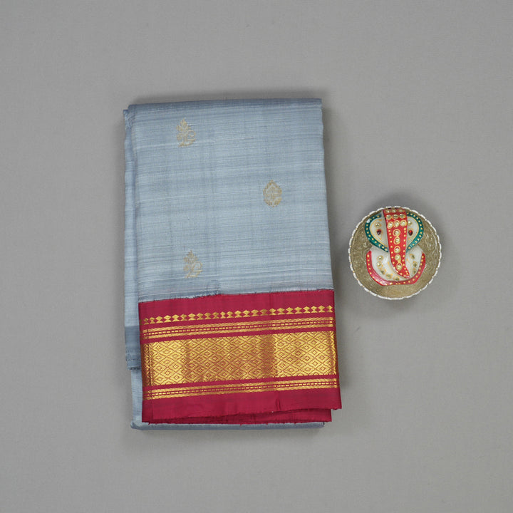 Hayagrivas Silver Grey One Side Border Kanjivaram Silk Saree KBE449E2-20