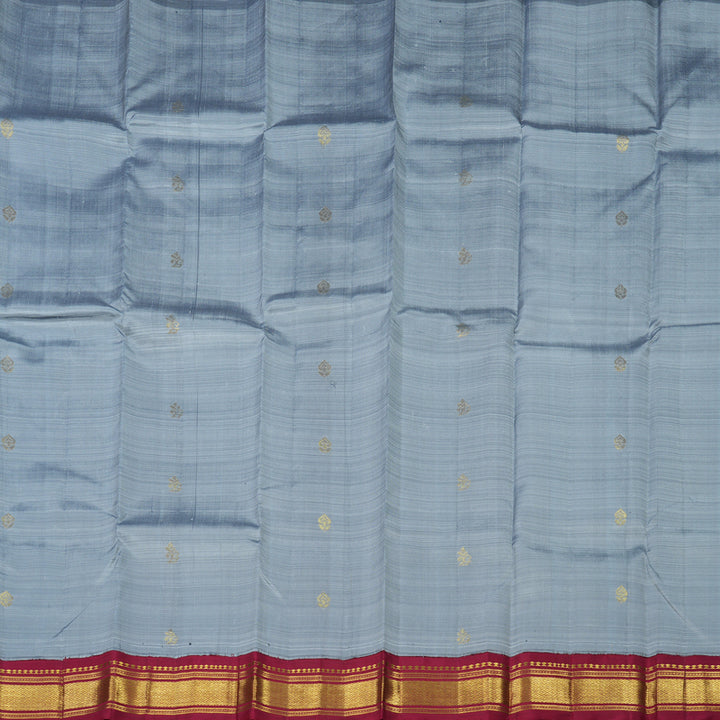 Hayagrivas Silver Grey One Side Border Kanjivaram Silk Saree KBE449E2-20