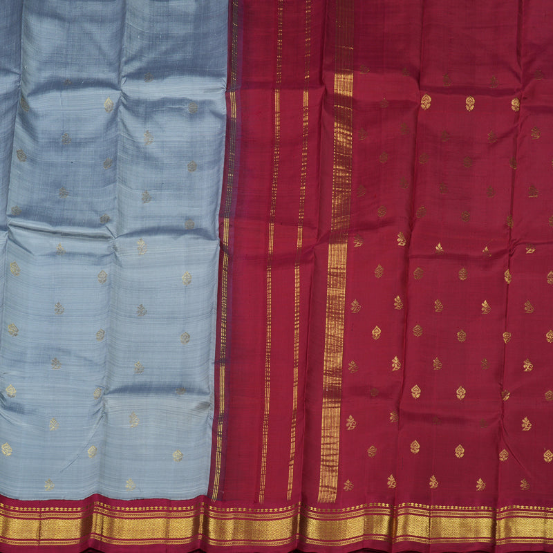 Hayagrivas Silver Grey One Side Border Kanjivaram Silk Saree KBE449E2-20