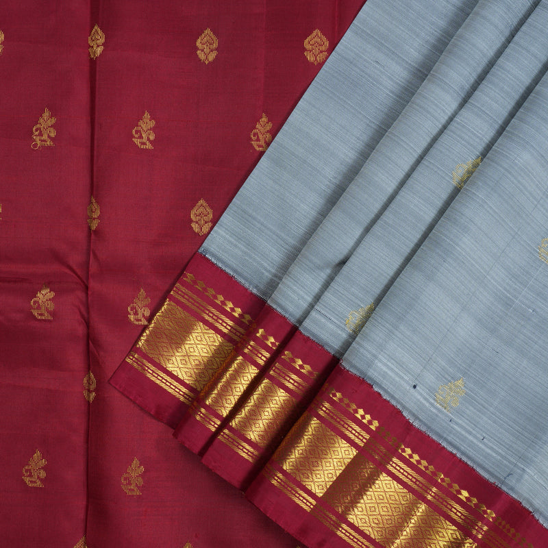Hayagrivas Silver Grey One Side Border Kanjivaram Silk Saree KBE449E2-20