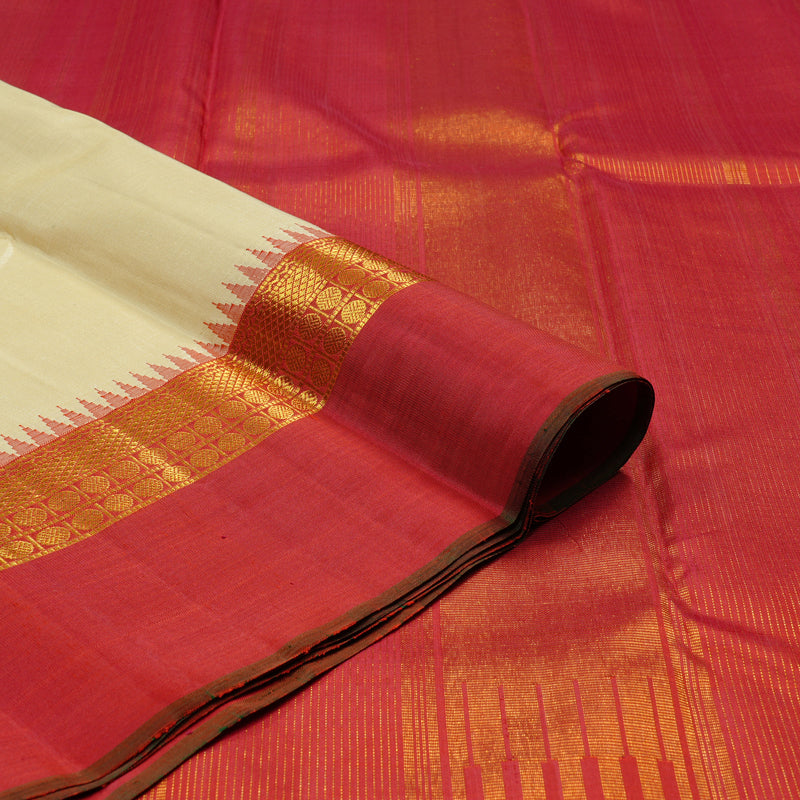Hayagrivas Sandal Handloom Kanjivaram Silk Saree with Red Border KBE44D8-1