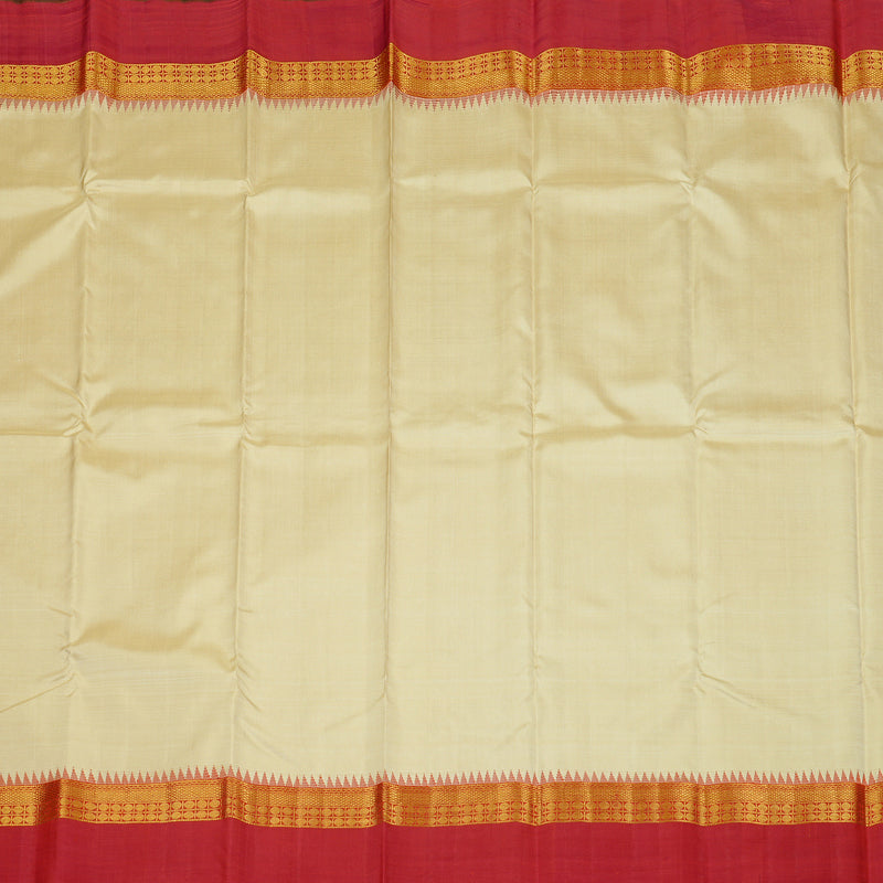 Hayagrivas Sandal Handloom Kanjivaram Silk Saree with Red Border KBE44D8-1