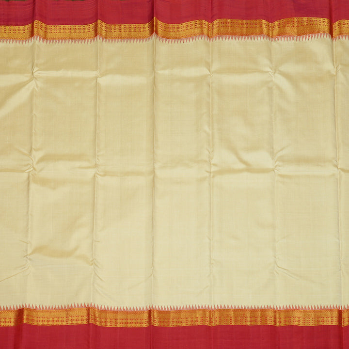 Hayagrivas Sandal Handloom Kanjivaram Silk Saree with Red Border KBE44D8-1
