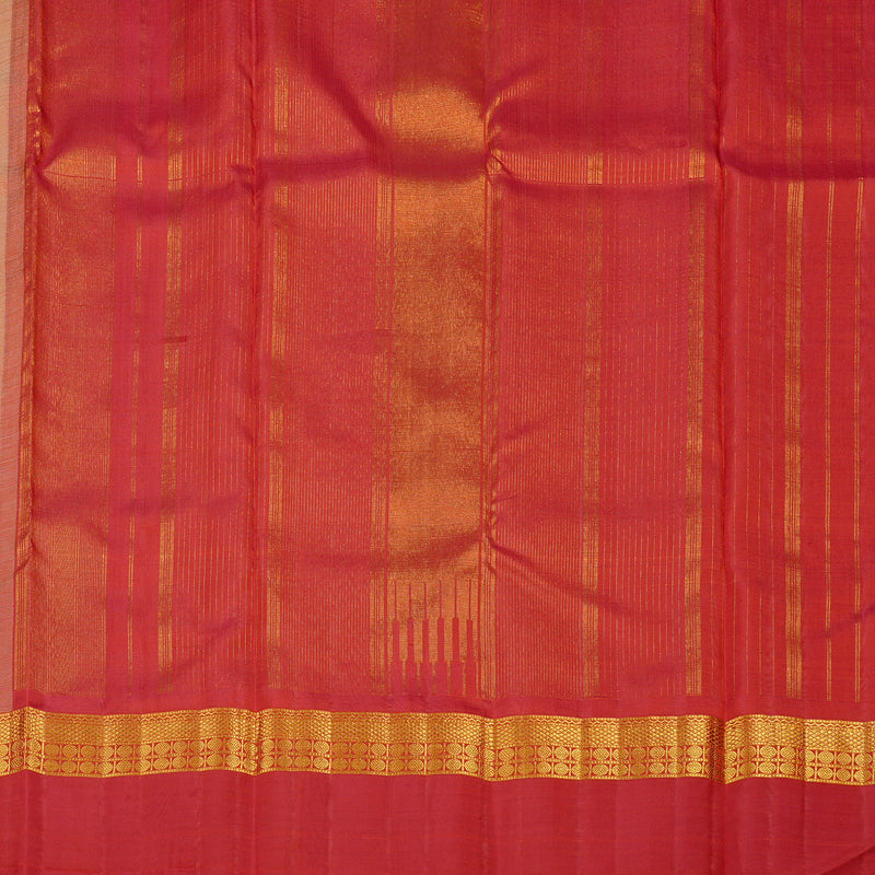 Hayagrivas Sandal Handloom Kanjivaram Silk Saree with Red Border KBE44D8-1