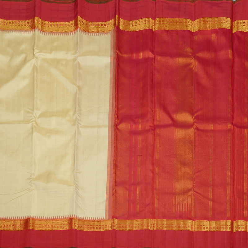 Hayagrivas Sandal Handloom Kanjivaram Silk Saree with Red Border KBE44D8-1