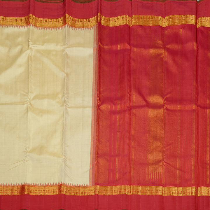 Hayagrivas Sandal Handloom Kanjivaram Silk Saree with Red Border KBE44D8-1