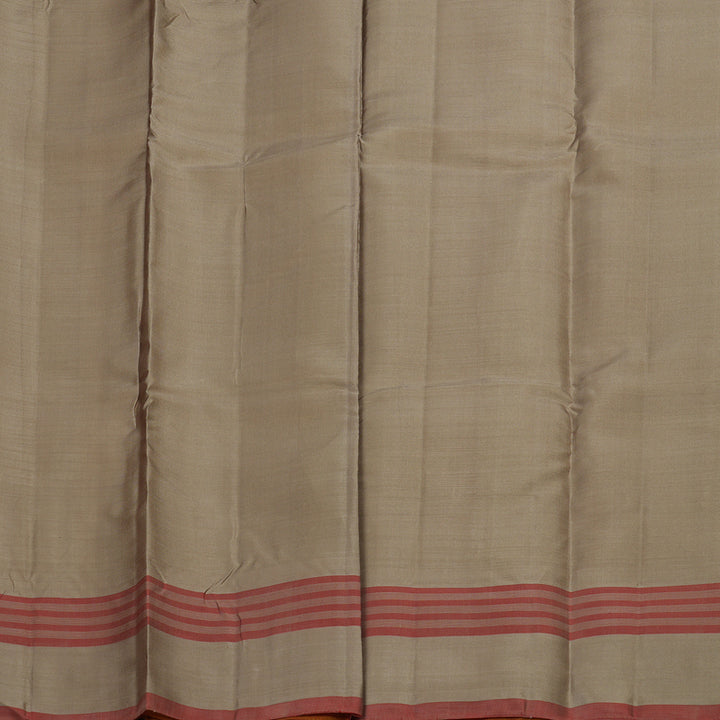 Hayagrivas Handloom Kanjivaram silk saree in Lemon yellow with Beige Thread checks KBE450E32-12
