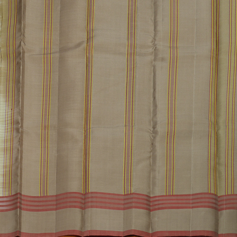 Hayagrivas Handloom Kanjivaram silk saree in Lemon yellow with Beige Thread checks KBE450E32-12