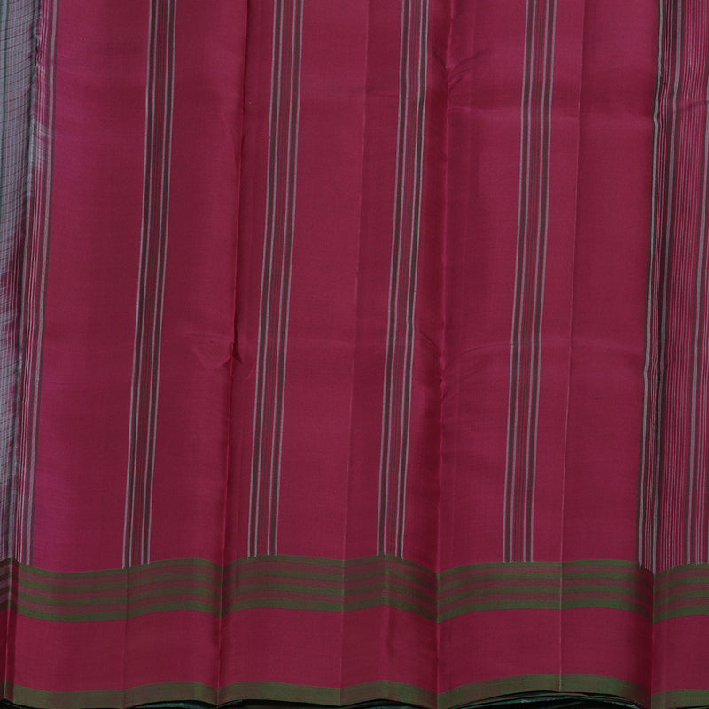 Hayagrivas Handloom Kanjivaram silk saree in bluish grey with maroom thread checks KBE450E32-3