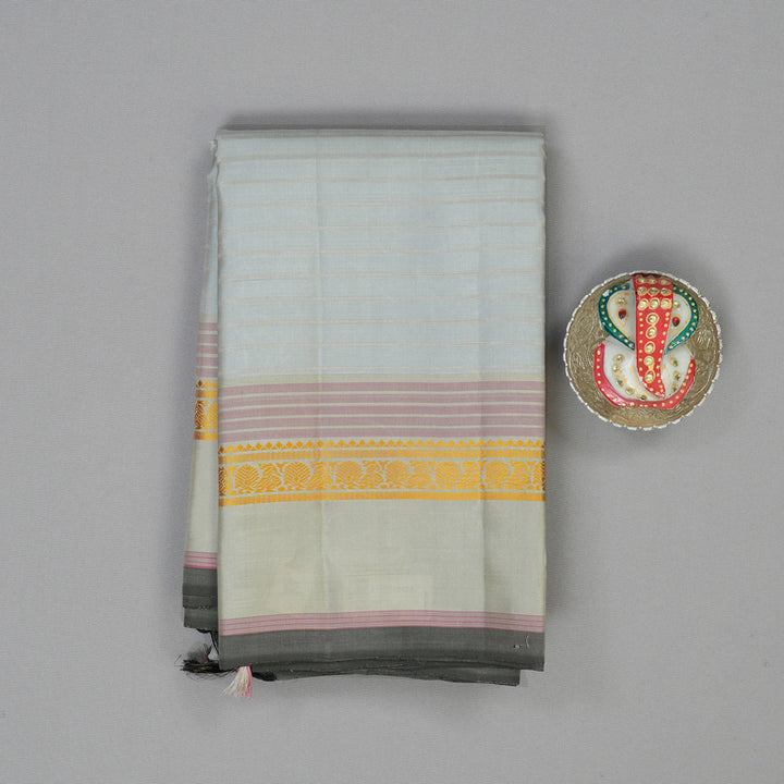 Hayagrivas Handloom Light Grey Kanjivaram Silk Saree KBE450E32-6