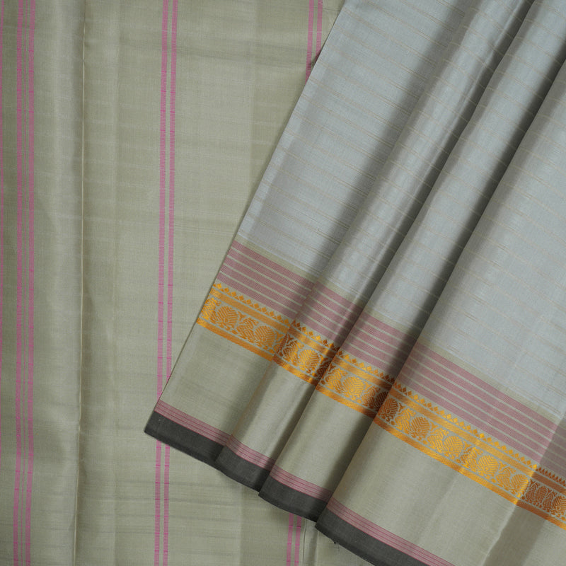 Hayagrivas Handloom Light Grey Kanjivaram Silk Saree KBE450E32-6