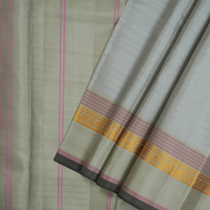 Hayagrivas Handloom Light Grey Kanjivaram Silk Saree KBE450E32-6