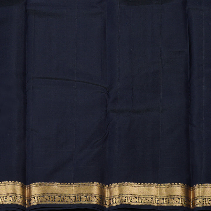 Hayagrivas Handloom Pure Kanjivaram Silk Saree in Royal Black KBE450E7-13