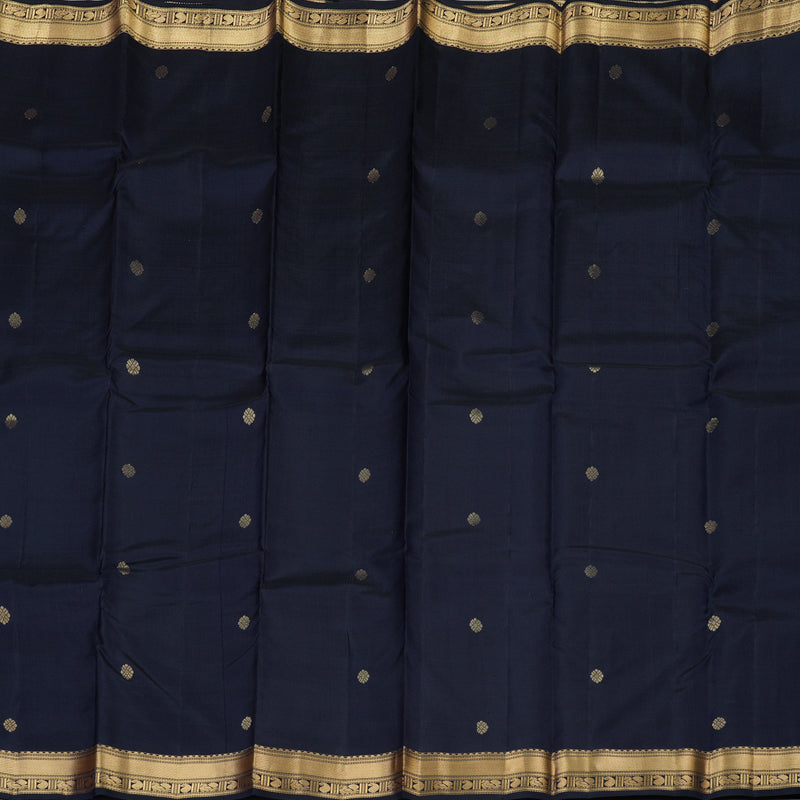 Hayagrivas Handloom Pure Kanjivaram Silk Saree in Royal Black KBE450E7-13