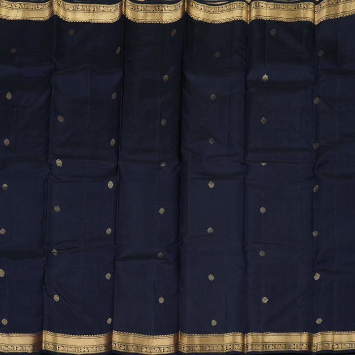Hayagrivas Handloom Pure Kanjivaram Silk Saree in Royal Black KBE450E7-13