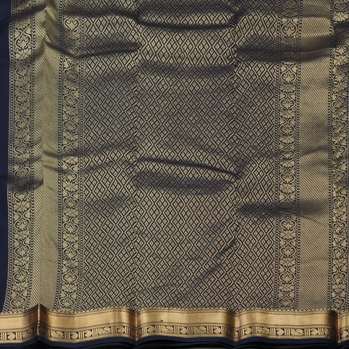 Hayagrivas Handloom Pure Kanjivaram Silk Saree in Royal Black KBE450E7-13