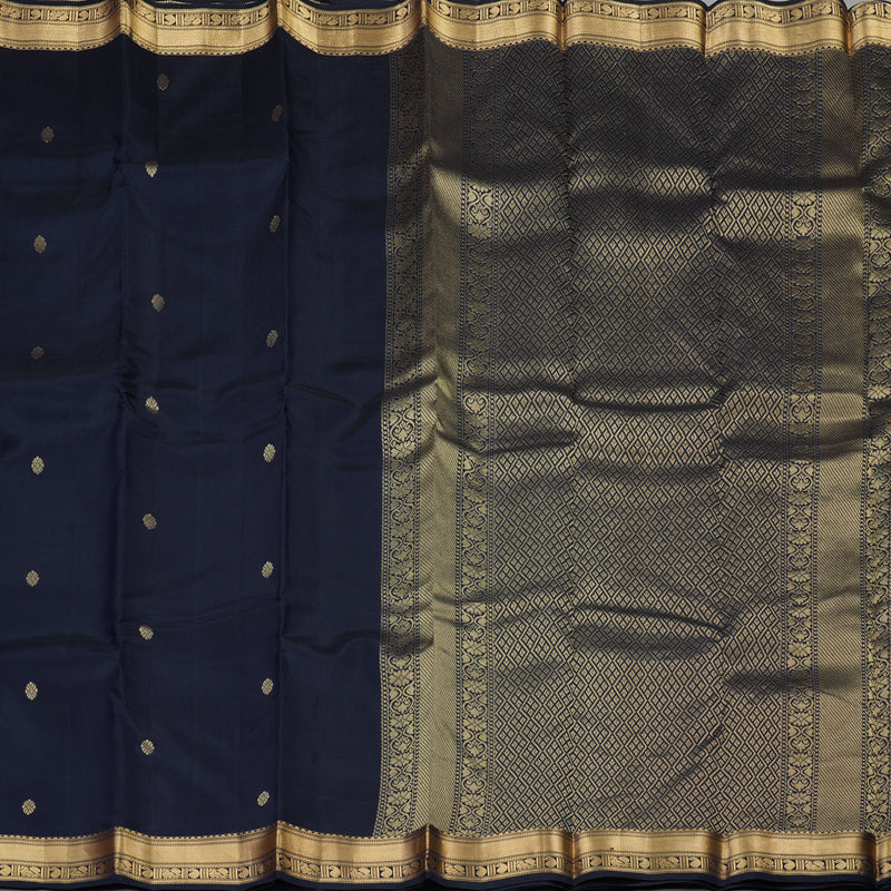 Hayagrivas Handloom Pure Kanjivaram Silk Saree in Royal Black KBE450E7-13