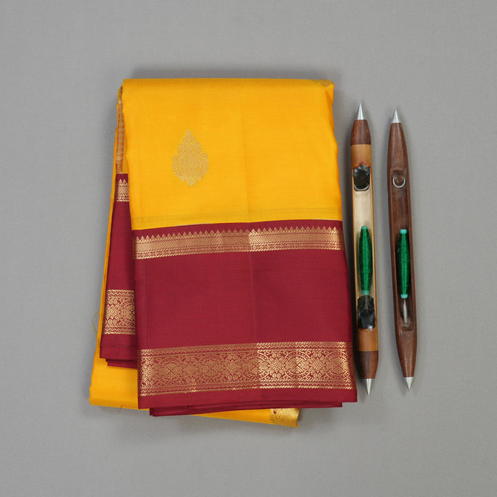 Hayagrivas Handloom Pure Kanjivaram Silk Saree in Mesmerizing Yellow