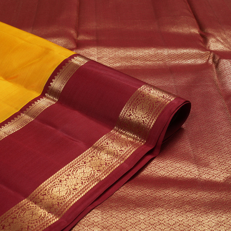 Hayagrivas Handloom Pure Kanjivaram Silk Saree in Mesmerizing Yellow