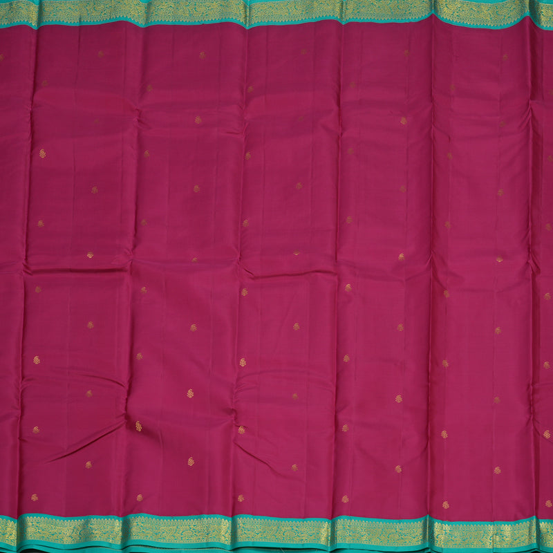 Hayagrivas Handloom Pure Kanjivaram Silk Saree in Magenta with Teal Border KBE451E3-20