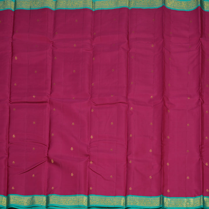 Hayagrivas Handloom Pure Kanjivaram Silk Saree in Magenta with Teal Border KBE451E3-20