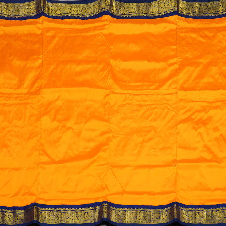 Hayagrivas Handloom Ten Yards Silk Saree in Gleaming Mango Yellow KBE452E1-2