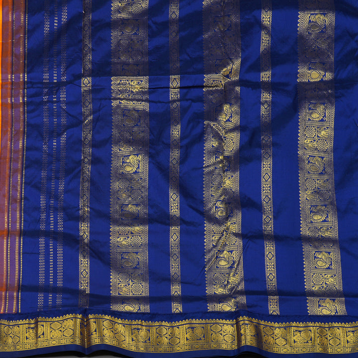 Hayagrivas Handloom Ten Yards Silk Saree in Gleaming Mango Yellow KBE452E1-2