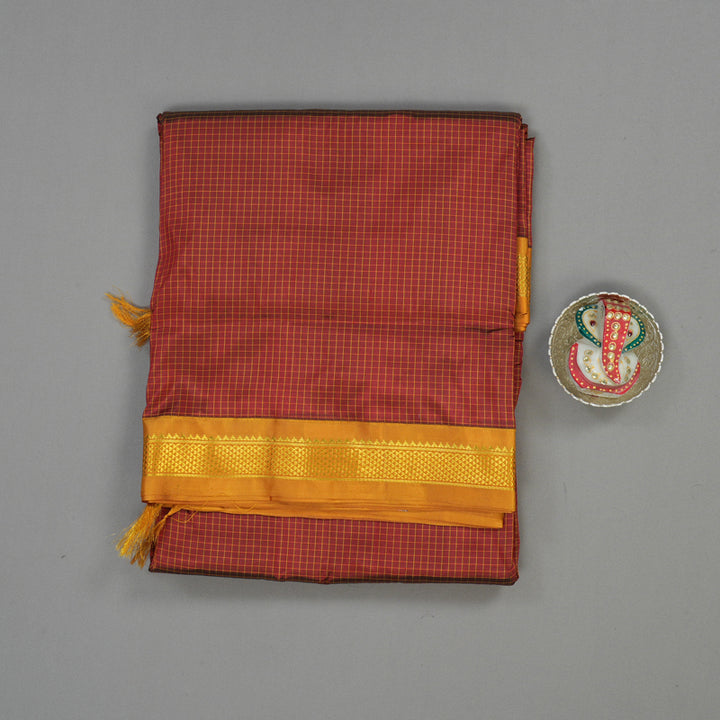 Hayagrivas Handloom Maroon Kanjivaram Ten Yards Silk Saree KBE452E2-2