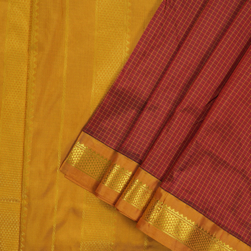 Hayagrivas Handloom Maroon Kanjivaram Ten Yards Silk Saree KBE452E2-2