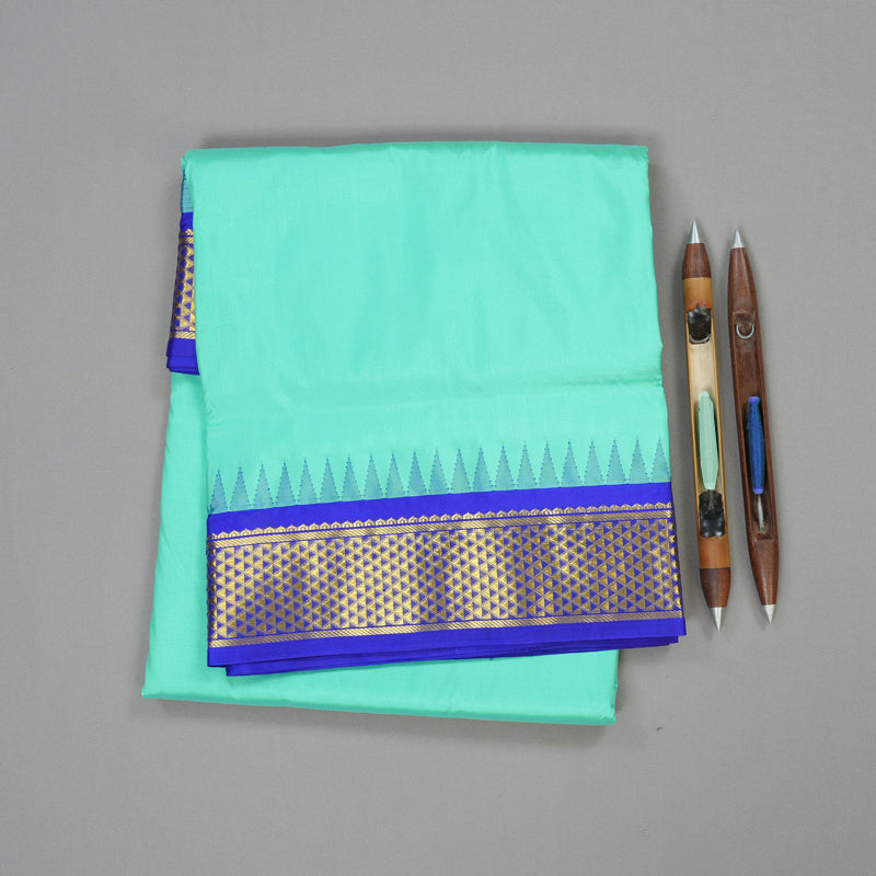 Hayagrivas Handloom Ten Yards Silk Saree in Tranquil Sky Blue KBE452E4-1