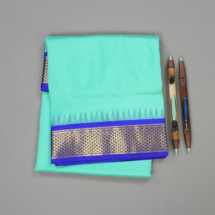 Hayagrivas Handloom Ten Yards Silk Saree in Tranquil Sky Blue KBE452E4-1