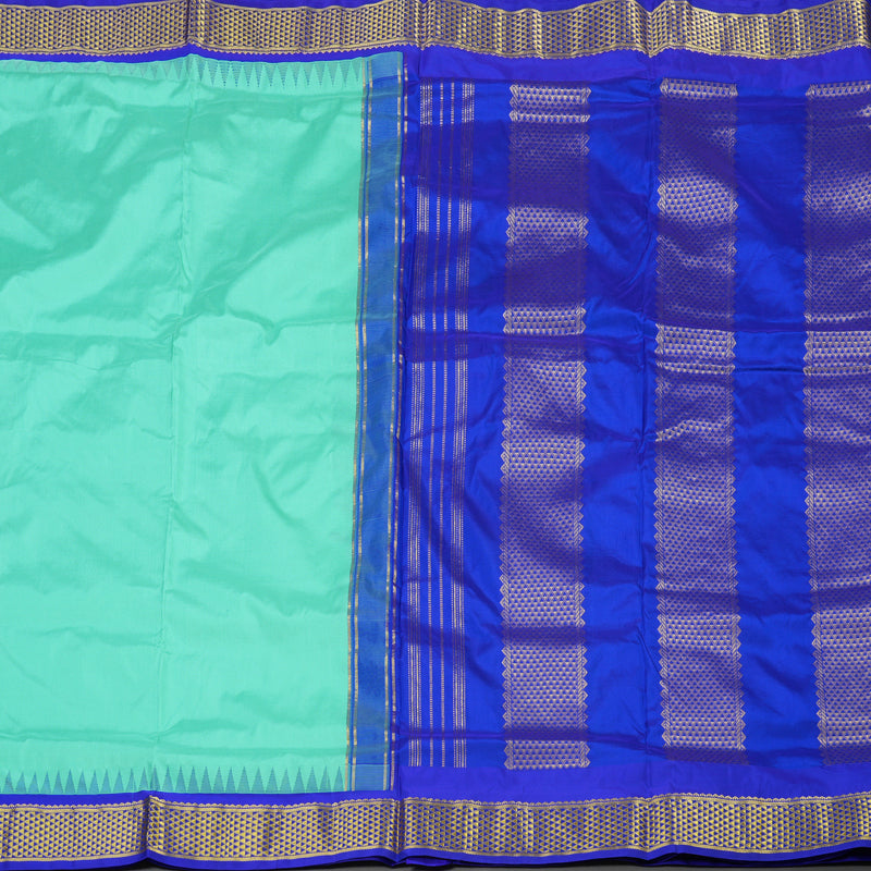 Hayagrivas Handloom Ten Yards Silk Saree in Tranquil Sky Blue KBE452E4-1