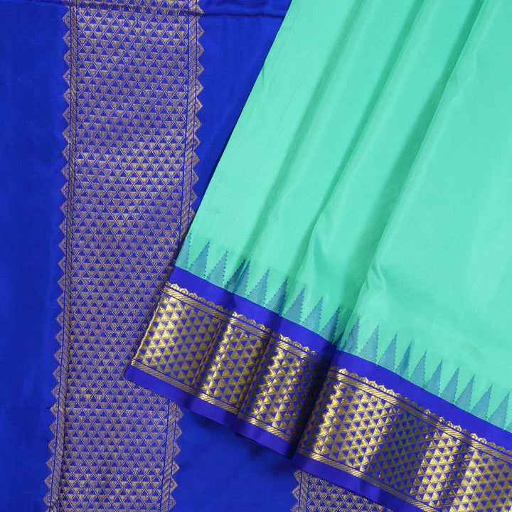 Hayagrivas Handloom Ten Yards Silk Saree in Tranquil Sky Blue KBE452E4-1