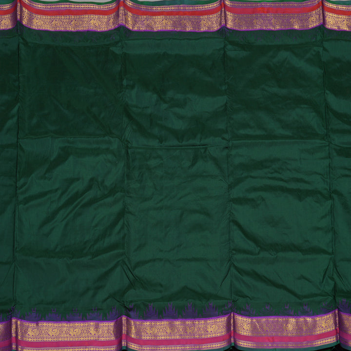 Hayagrivas Handloom Ten Yards Silk Saree in Stylish Bottle Green KBE452E5-7