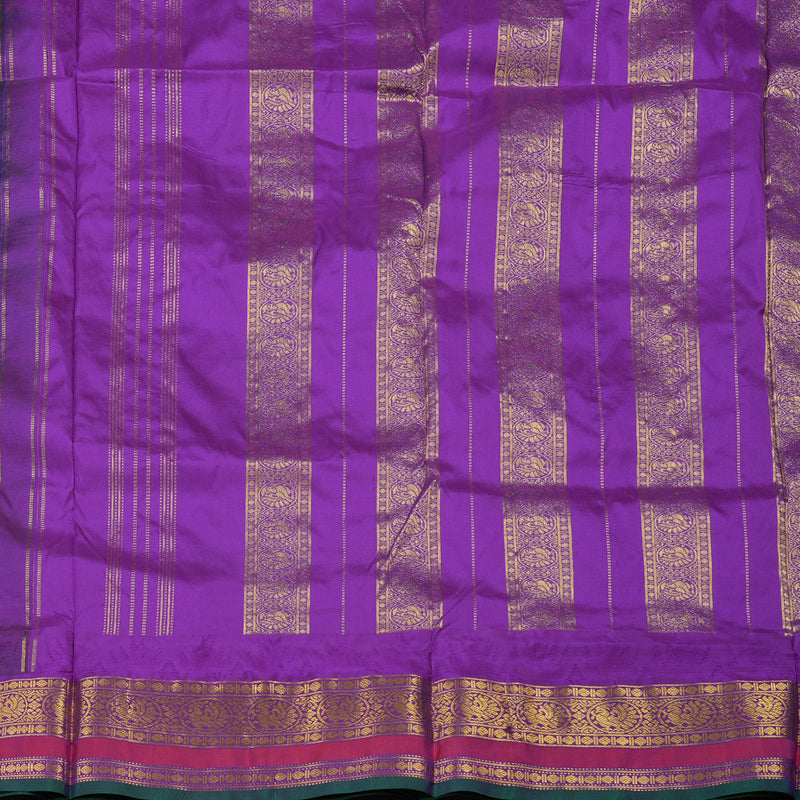 Hayagrivas Handloom Ten Yards Silk Saree in Stylish Bottle Green KBE452E5-7