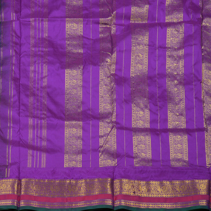 Hayagrivas Handloom Ten Yards Silk Saree in Stylish Bottle Green KBE452E5-7