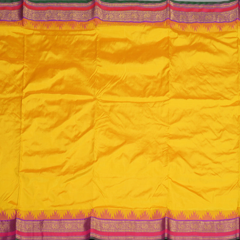 Hayagrivas Handloom Ten Yards Silk Saree in Opulent Mustard Yellow KBE452E5-9