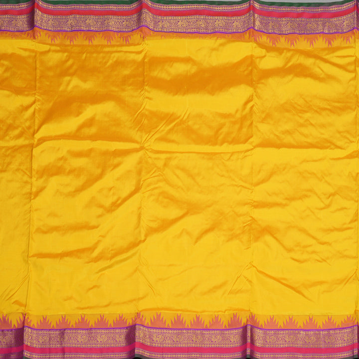 Hayagrivas Handloom Ten Yards Silk Saree in Opulent Mustard Yellow KBE452E5-9