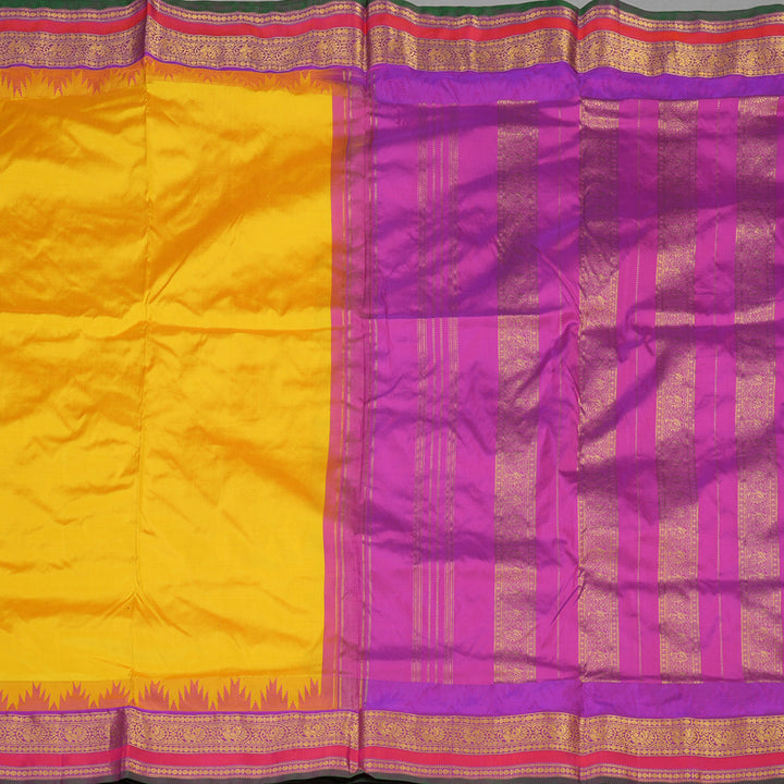 Hayagrivas Handloom Ten Yards Silk Saree in Opulent Mustard Yellow KBE452E5-9