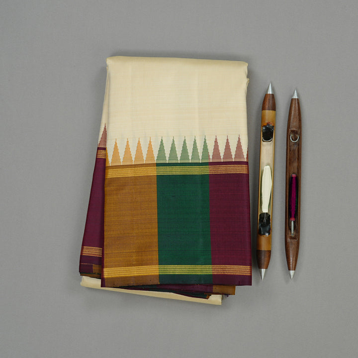 Hayagrivas Handloom Kanjivaram Silk Saree in Radiant Half White KBE45D7-1