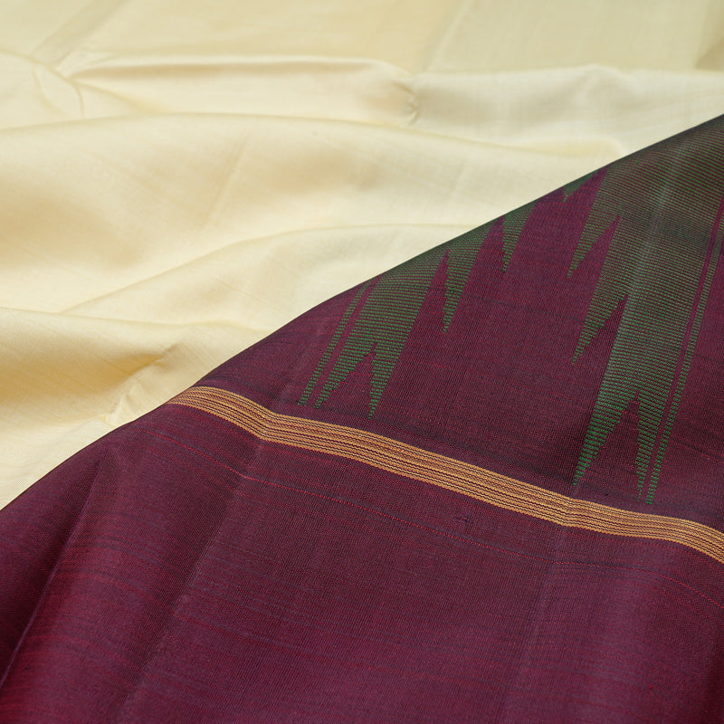 Hayagrivas Handloom Kanjivaram Silk Saree in Radiant Half White KBE45D7-1